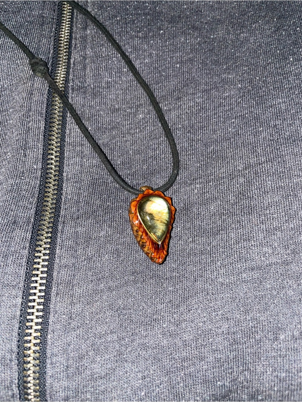 Handcrafted Brown acorn Pendant Necklace with labradorite Stone